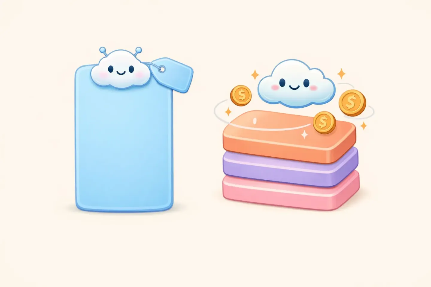 Illustration comparing Voicr's flat monthly pricing with a single included AI to SuperWhisper's pricing stack with separate Pro subscription and BYOK LLM costs